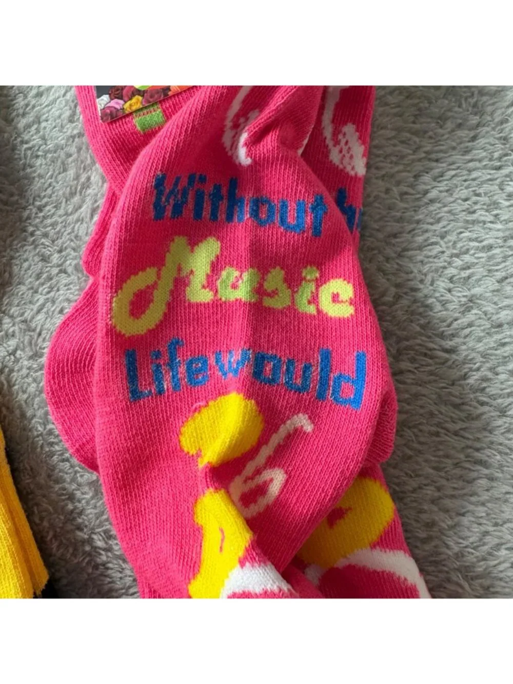 Sumona Ladies Crew Socks Lot of 2 Music Themed New Shoe Size 4-10